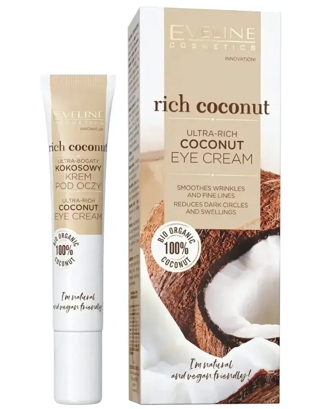 Крем для кожи вокруг глаз Eveline Rich Coconut богатый питательный кокосовый 20мл