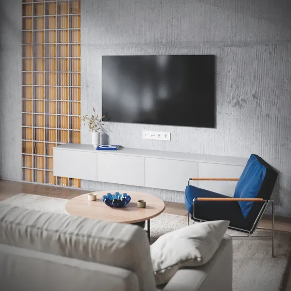 Розетка телевизионная TV+RJ45 Cat 6 Voltum S70 Белый глянцевый VLS060701