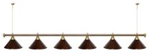 Лампа STARTBILLIARDS 6 пл. (плафоны антик медь,штанга зеленая,фурнитура золото)
