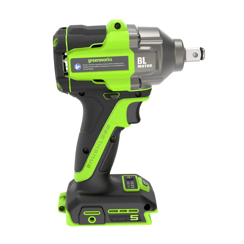 Гайковерт ударный акк. Greenworks IW5500, 24V, б/щет, 1/2'', 500Нм, 3 режима, без АКБ и ЗУ (3805007)
