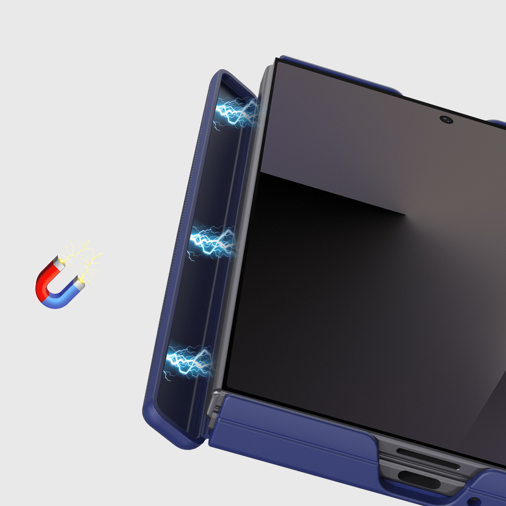 Чехол синего цвета с вставками из искусственной кожи для Samsung Galaxy Z Fold 8, серия Vyne Series от Dux Ducis
