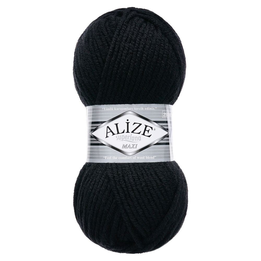 Пряжа Alize (Ализе) Superlana Maxi / уп.5 мот. по 100 г, 100м, 060 черный A