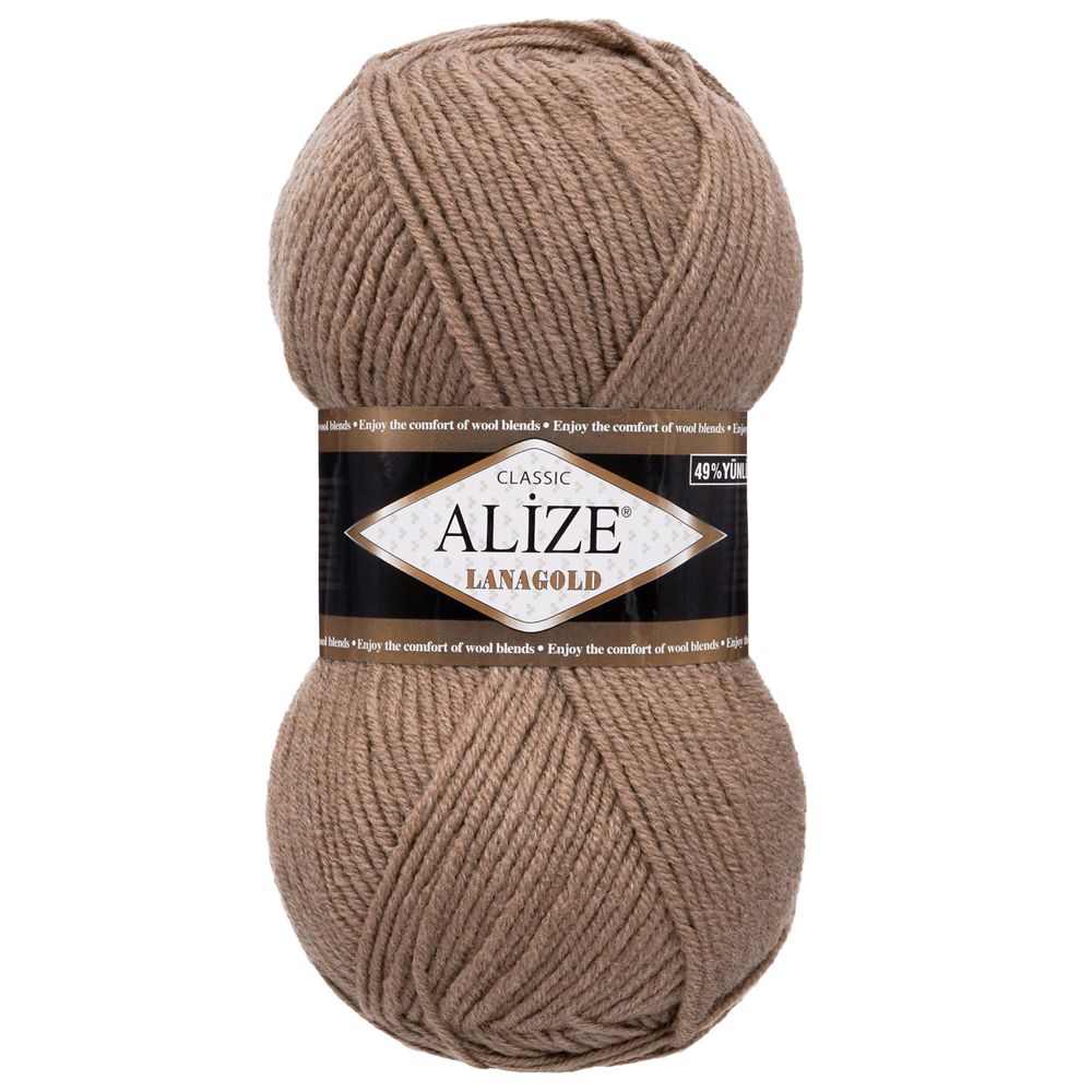 Пряжа Alize (Ализе) Lana Gold / уп.5 мот. по 100 г, 240 м, 584 кофе с молоком