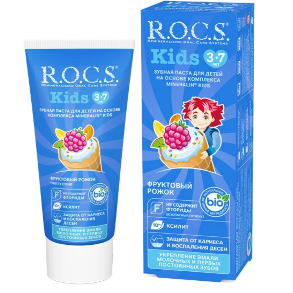 Детская зубная паста Rocs Kids 3-7 лет 45г Фруктовый рожок