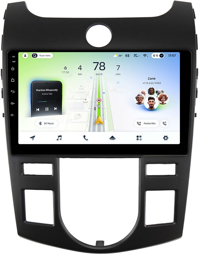Магнитола для KIA Cerato 2 2008-2013 (климат, рамка черная) - Teyes CC4L монитор 9" IPS, Android 14, Быстрая, Snapdragon 662, CarPlay, 4G SIM-слот