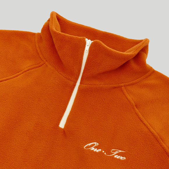 Drawstring Half-Zipped Sweatshirt Orange