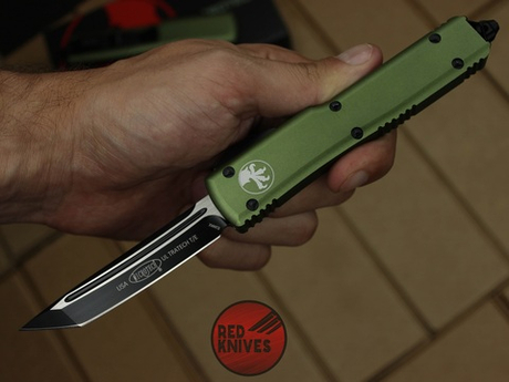 Нож Microtech Ultratech T/E - зеленая рукоять, танто черный клинок RK-359