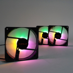 Комплект из 3 вентиляторов ТЕСЛА (TESLA) RGB120 LB3, 120мм, 3-pin+Molex, черный-белый/FRGB, 1200rpm, 38CFM, 21дБ, антивибропрокладки (TSL-120-LB3)