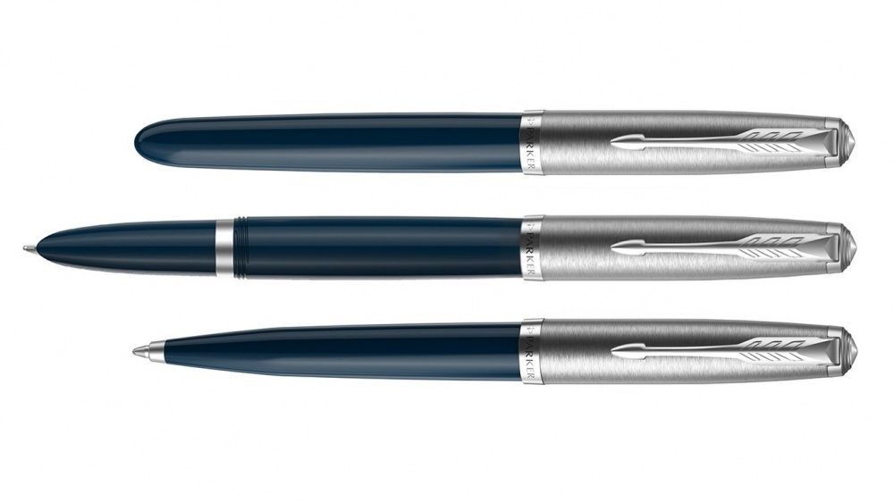 Перьевая ручка Parker 51 CORE MIDNIGHT BLUE CT, перо: F, цвет чернил: black/blue в подарочной упаковке.