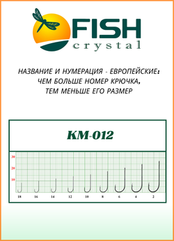Крючок рыболовный Fish Crystal KM012 с ушком №12 (5 упаковок)