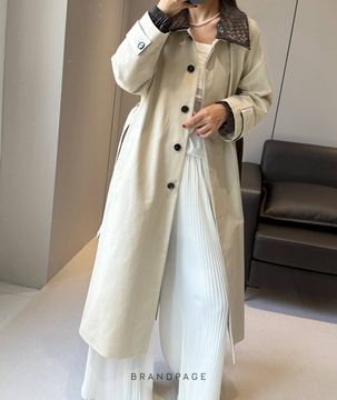Плащ молочный с коричневой отделкой от Bottega Veneta BP5-435808