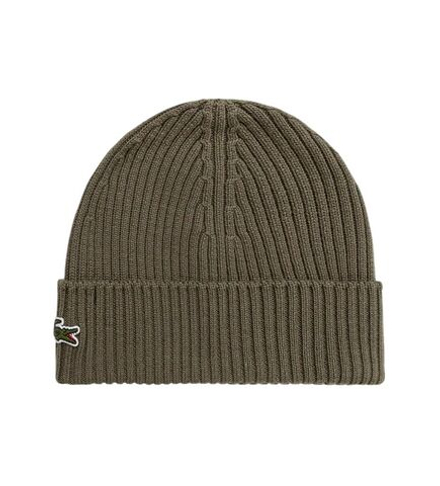 Зимняя шапка Lacoste Unisex Ribbed Wool - khaki green