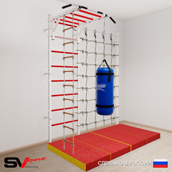 Шведская стенка Sv Sport 53170 (Турник рукоход/Лестница/Цепь/Мешок 30кг/Мат 2м/Канатный лаз)