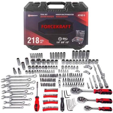Набор инструментов 218пр. 1/4'',3/8'',1/2''(6гр.)(4-32мм) FORCEKRAFT FK-42182-5