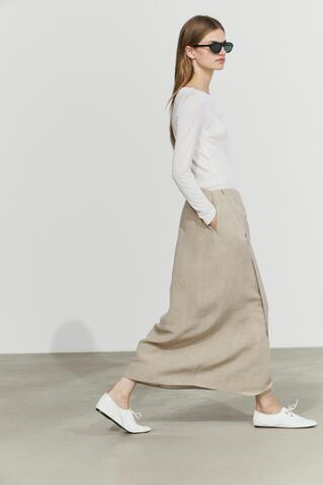 Massimo Dutti Двухслойная юбка миди - STUDIO, светлый хаки