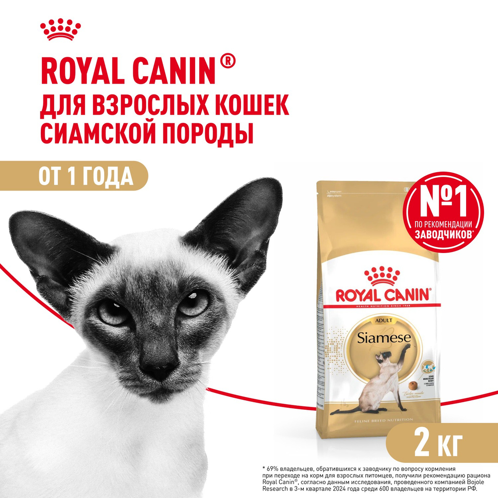 Royal Canin Siamese Adult Сиамиз Эдалт Корм сухой сбалансированный для взрослых сиамских кошек 2кг