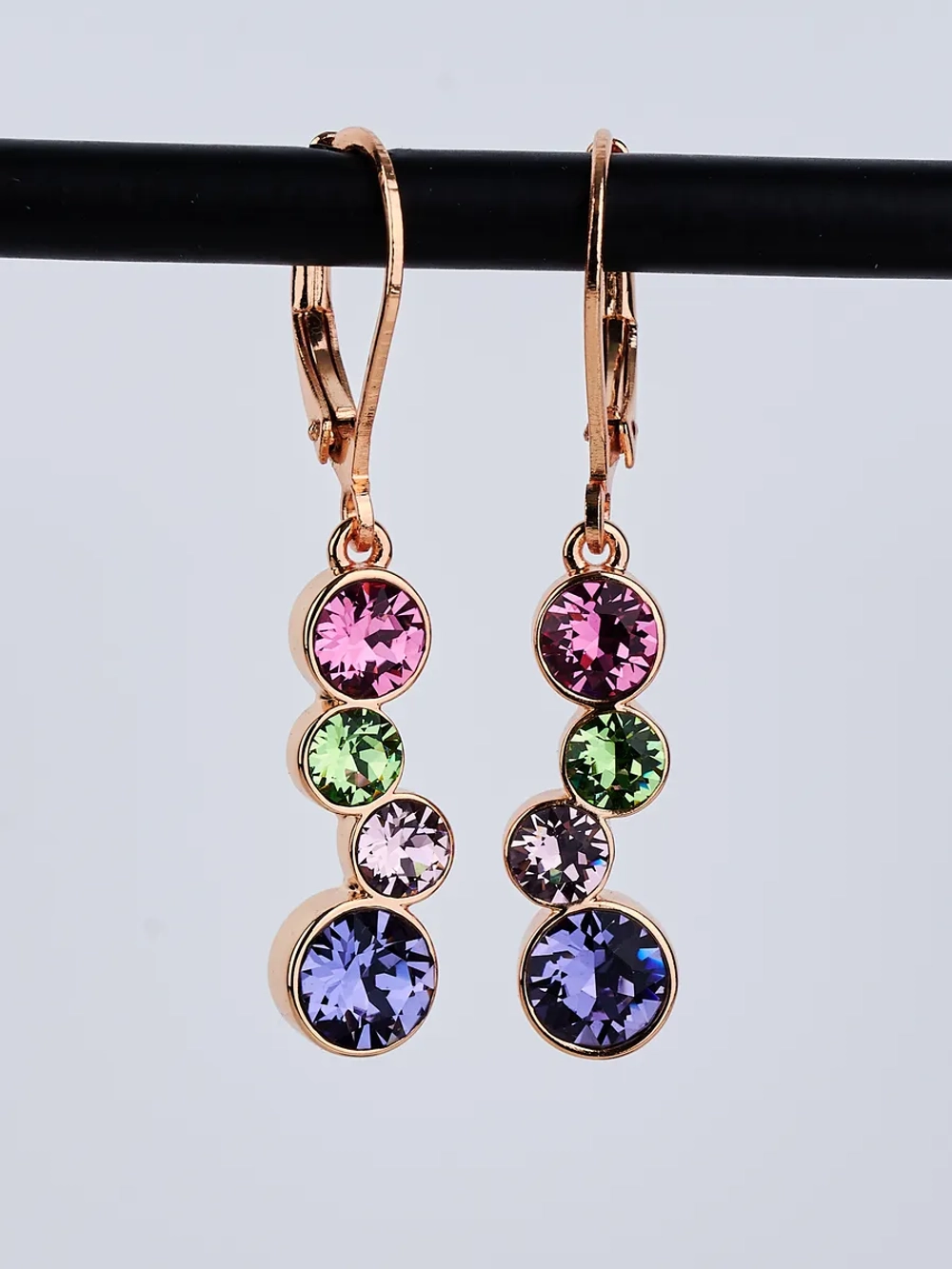Серьги-подвески Эльза с разноцветными кристаллами Swarovski