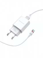 Зарядное устройство Borofone BA20A 2.1A USB + кабель Type-C White