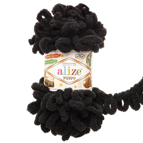 Пряжа Alize (Ализе) Puffy / уп.5 мот. по 100 г, 9м, 1060 темный антрацит