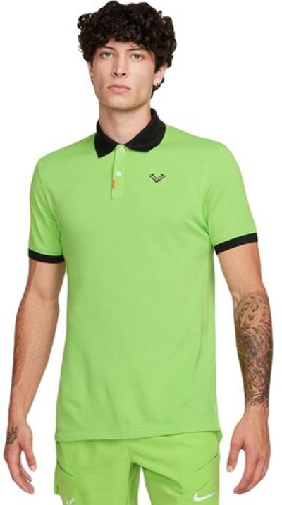 Мужское теннисное поло Nike Rafa Slim Polo - action green/light lemon twist