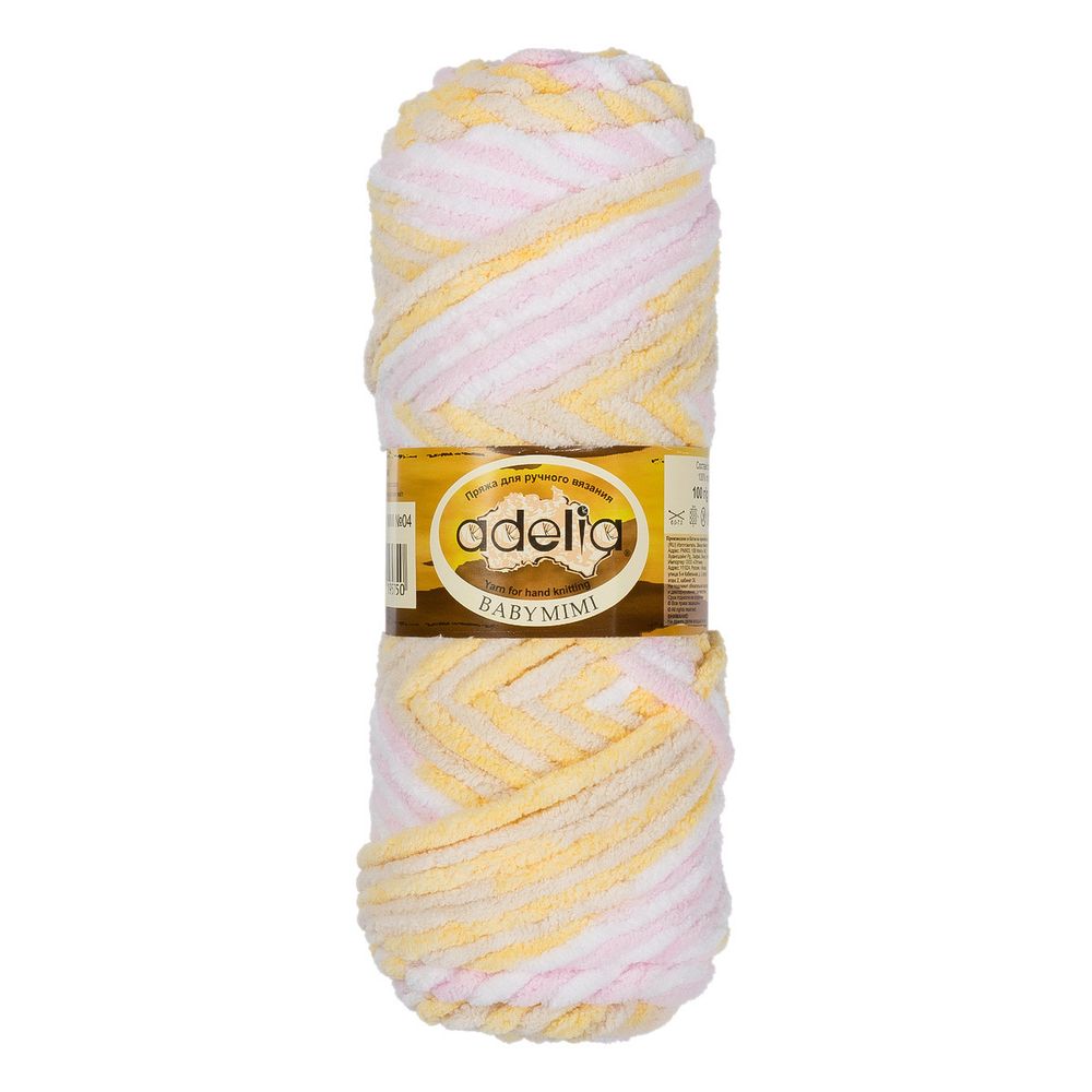 Пряжа Adelia Baby Mimi / уп.5 мот. по 100г, 80м, 04 белый-бежевый-желтый-св.розовый Пряжа Adelia Baby Mimi / уп.5 мот. по 100г, 80м, 04 белый-бежевый-желтый-св.розовый