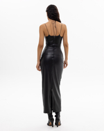 V-LEATHER MAXI DRESS