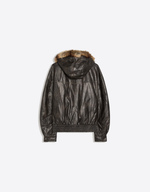 Мужская куртка из искусственной кожи с меховым капюшоном - BERSHKA