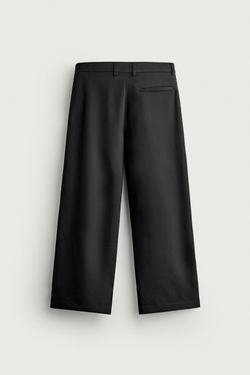 ZARA БРЮКИ RELAXED FIT СО СКЛАДКАМИ, ЧЕРНЫЙ