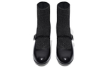 ZSAZSAZSU Comfortable Sock Boots Top Grain Cow Leather Ankle Boots 5.5cm Women"s Black