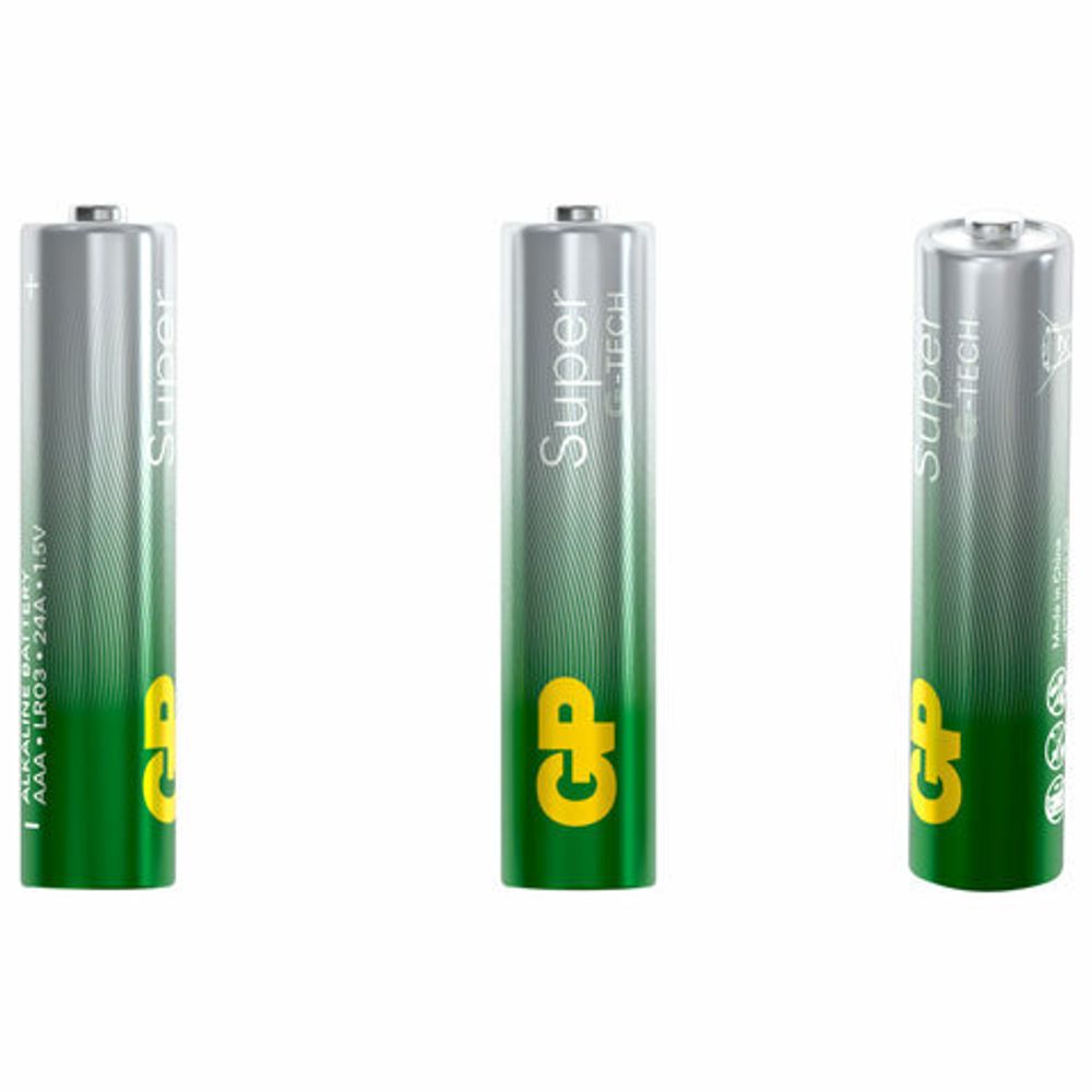 Батарейки КОМПЛЕКТ 4 шт., GP Super, AAA (LR03,24А), алкалиновые, мизинчиковые, ПРОМО 3+1, 24A3/1-2CR4