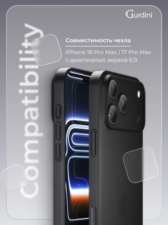 Чехол накладка iPhone 17 Pro Max / 18 Pro Max 6.9" Gurdini Super Slim 0.3 mm Black