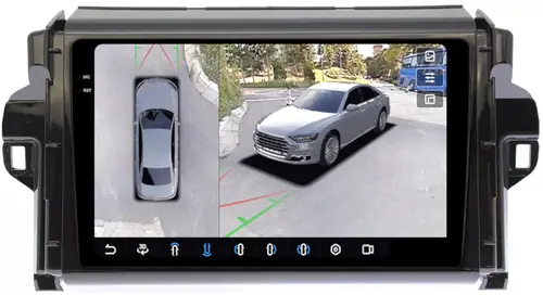 Магнитола для Toyota Fortuner 2015-2022 - FarCar BX3055M-360 монитор 9.5" 2K QLED на Android 13, Быстрая, CarPlay, 4G SIM-слот, 4 камеры в комплекте