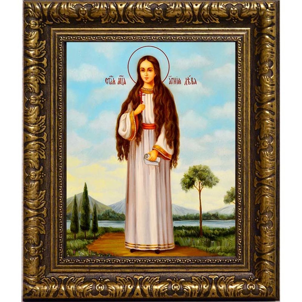 Анна (Агния) Римская, дева, мученица. Икона на холсте.