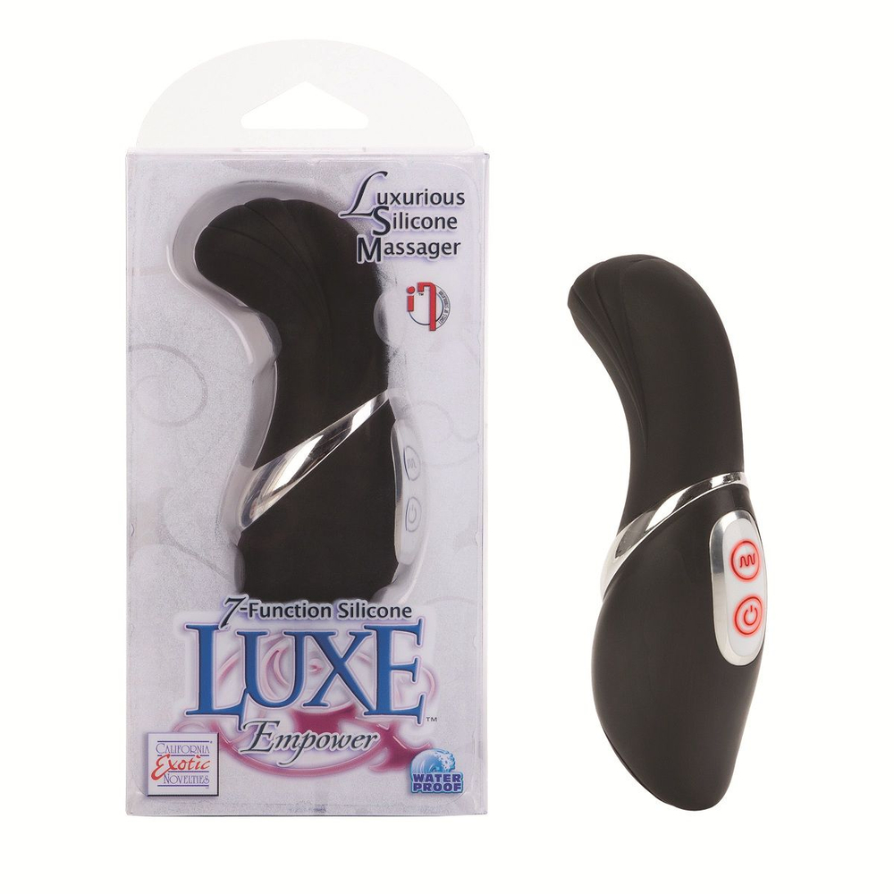 Чёрный клиторальный массажёр 7-Function Silicone Luxe Empower Massagers (Цвет: черный)