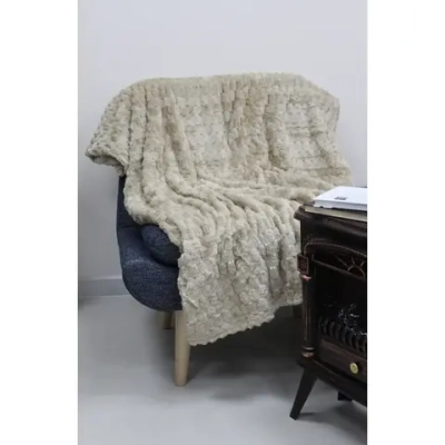 Плед 180*200см «Pompon», цвет крем-брюле, микрофлис, 240 гр/м²