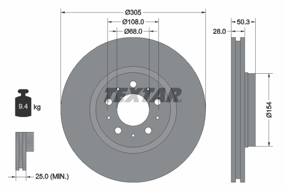 TEXTAR - 92100603-TET - Brake Disc