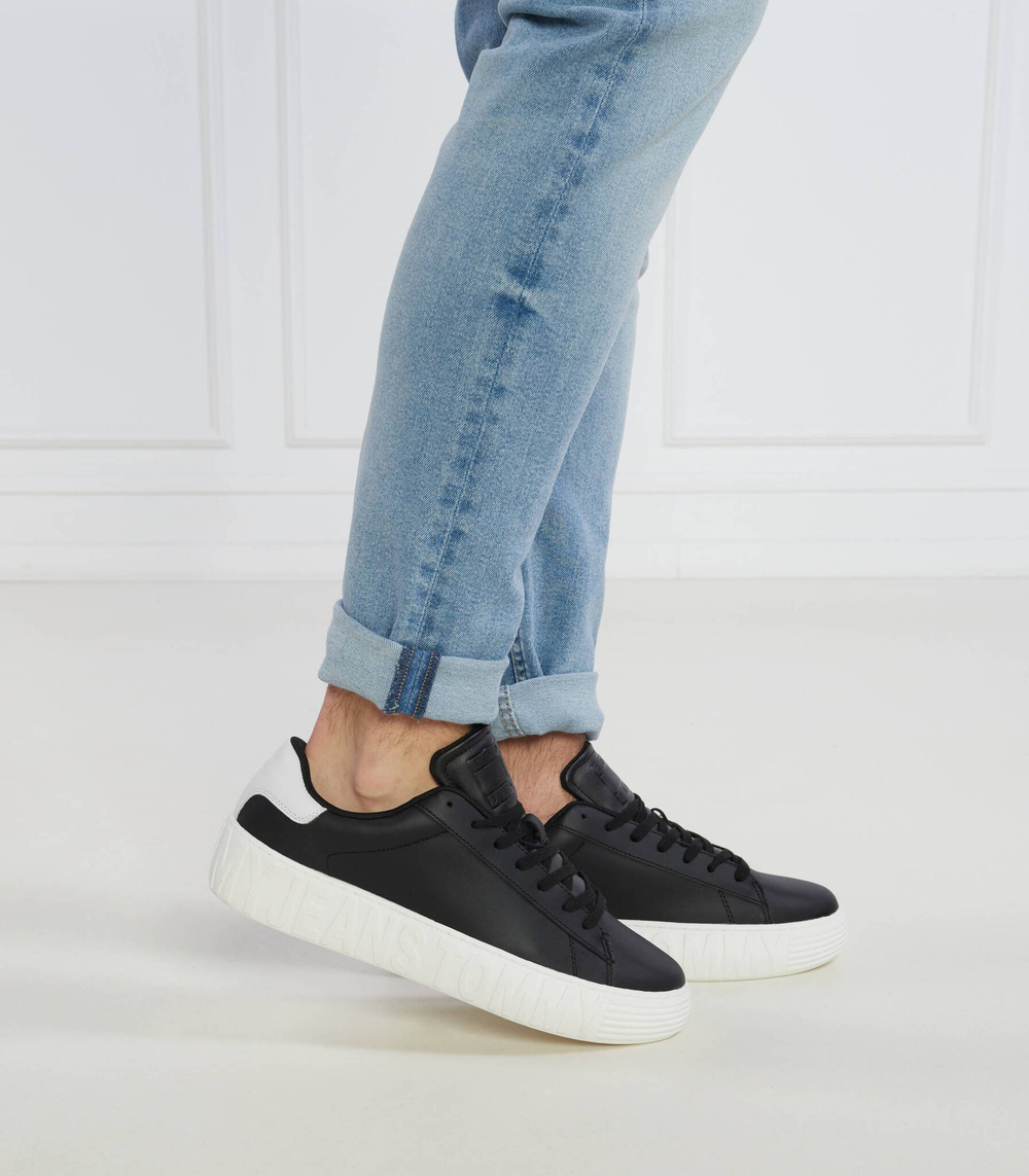 Кожаные кроссовки Tommy Jeans - черный(EM0EM01159)