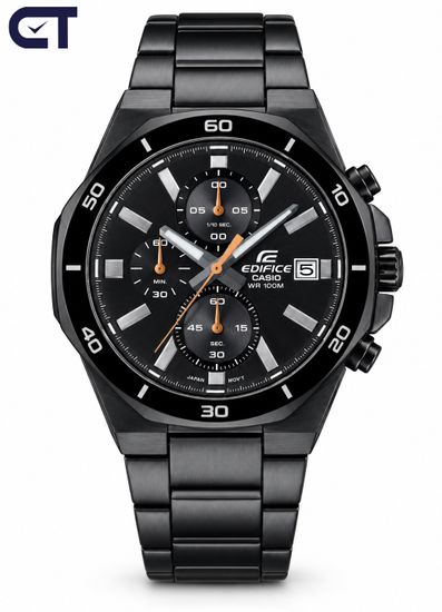 CASIO EFV-640DC-1AVUDF EDIFICE мужские наручные часы — чёрный хронограф с восьмиугольным безелем и IP-покрытием