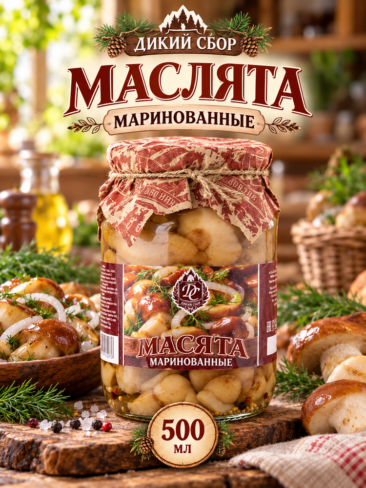 Маслята маринованные 500 мл стеклобанка ДИКИЙ СБОР Маслята маринованные 500 мл стеклобанка ДИКИЙ СБОР