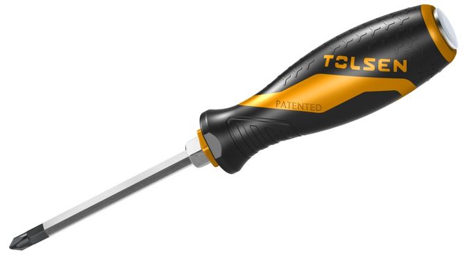 TOLSEN (TT20122) Отвертка крестовая "Gripro", Phillips №1, 100 мм, силовая