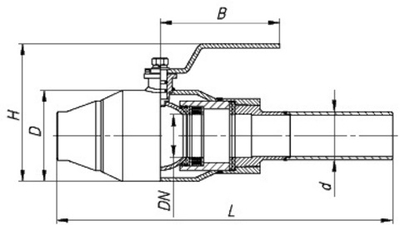 Кран шаровый д/газа МАЛЕН КШИ-50с, Ру16