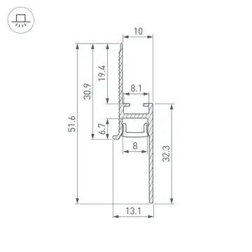 Профиль для плинтуса 2м 048685 серебристый PLINTUS-FANTOM-H20-2000 ANOD Arlight