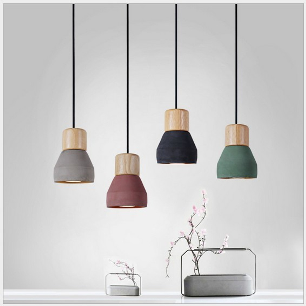 Pendant design lamp Cement Wood by Specimen Editions (Grey)