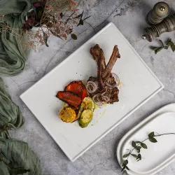 Блюдо прямоугольное 36*25,5 см h2 см Relief белое фарфор P.L. Proff Cuisine [1]