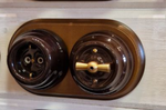 Розетка ретро керамическая Астория, коричневый, INTERIOR ELECTRIC РСЗКАС.1.05
