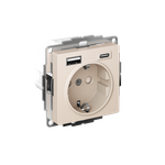 Systeme Electric AtlasDesign Бежевый Розетка 16А с USB A+C (5В/2,4А/3 А, 2х5В/1,5А), мех