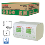 Полотенца бумажные 200 шт., LAIMA (H3) ADVANCED WHITE, 2-слойные, белые, КОМПЛЕКТ 15 пачек, 23×20,5, V-сложение.