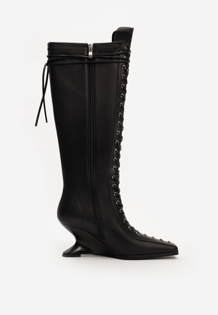 boots heel black leather