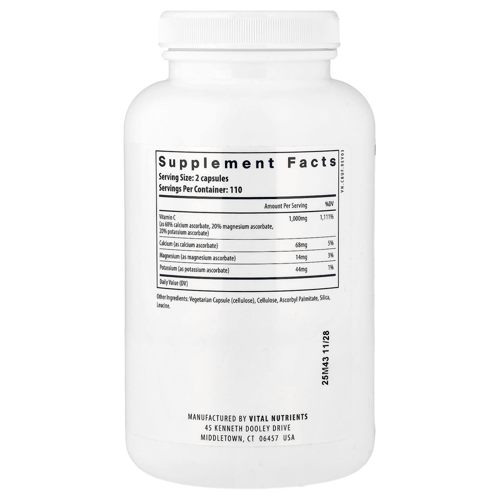 Vital Nutrients, Buffered C, 220 веганских капсул