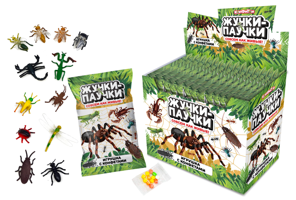 ЖУЧКИ-ПАУЧКИ игрушка с конфетами, блок 24 шт.*2г.   КТ95016
